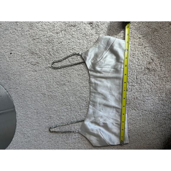 Boohoo champagne bra top with rhinestone straps, size 2 - Picture 8 of 11